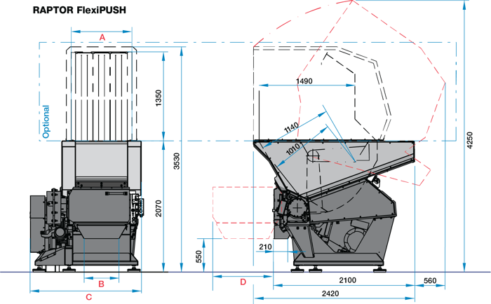 Raptor FlexiPUSH Måttritning/Layout